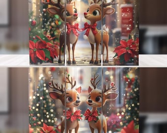 クリスマス トナカイ タンブラー ラップ: 20 オンス スキニー昇華