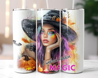 Witchy Vibes Halloween-bekeromslag, 20oz mager sublimatieontwerp (PNG)