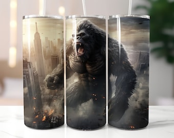 King Kong wrap beker, 20 oz skinny beker King Kong wrap, png PNGEgg, sublimatie ontwerp beker