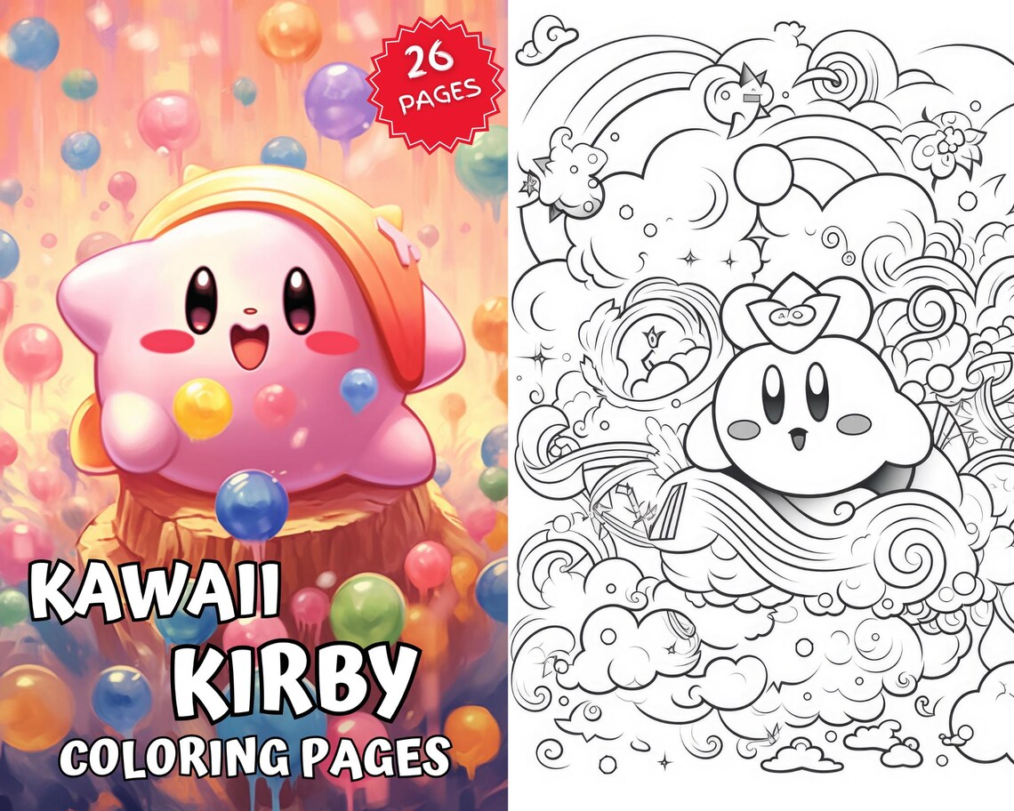 Kirby Coloring Pages, Kawaii Kirby Coloring Pages Printable, Digital ...
