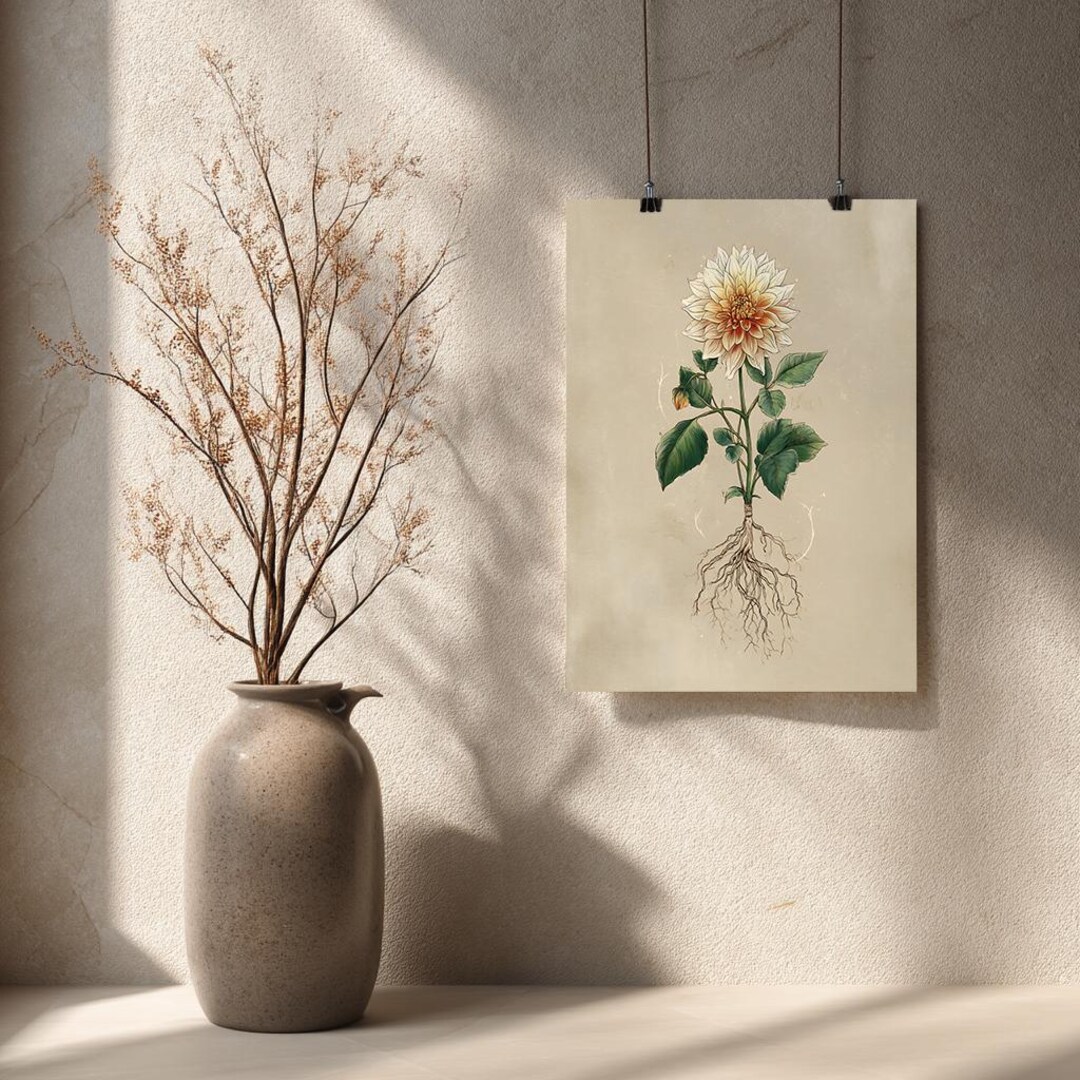 Dahlia Flower Poster, Vintage Botanical Print, Wall Art for Floral ...