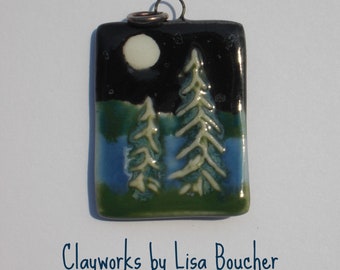 Porcelain Moonlit Lake Pendant