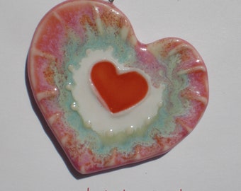 Porcelain Fire Opal Heart Pendant