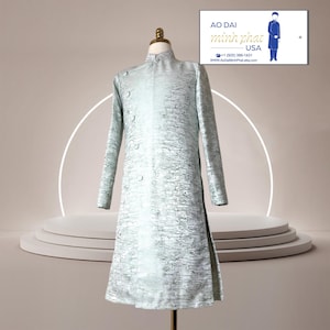 Green Ao Dai for Men, Traditional Vietnamese Long Dress for Men, Ao Dai Nam. No Pants