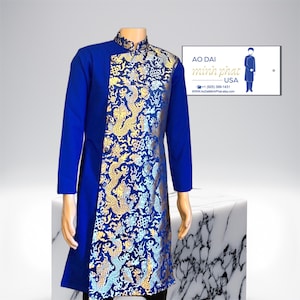 Blue  Ao Dai Vietnamese For Man ,  Ao Dai Long Dress