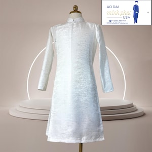 White Ao Dai for Men, Traditional Vietnamese Long Dress for Men, Ao Dai Nam. No Pants