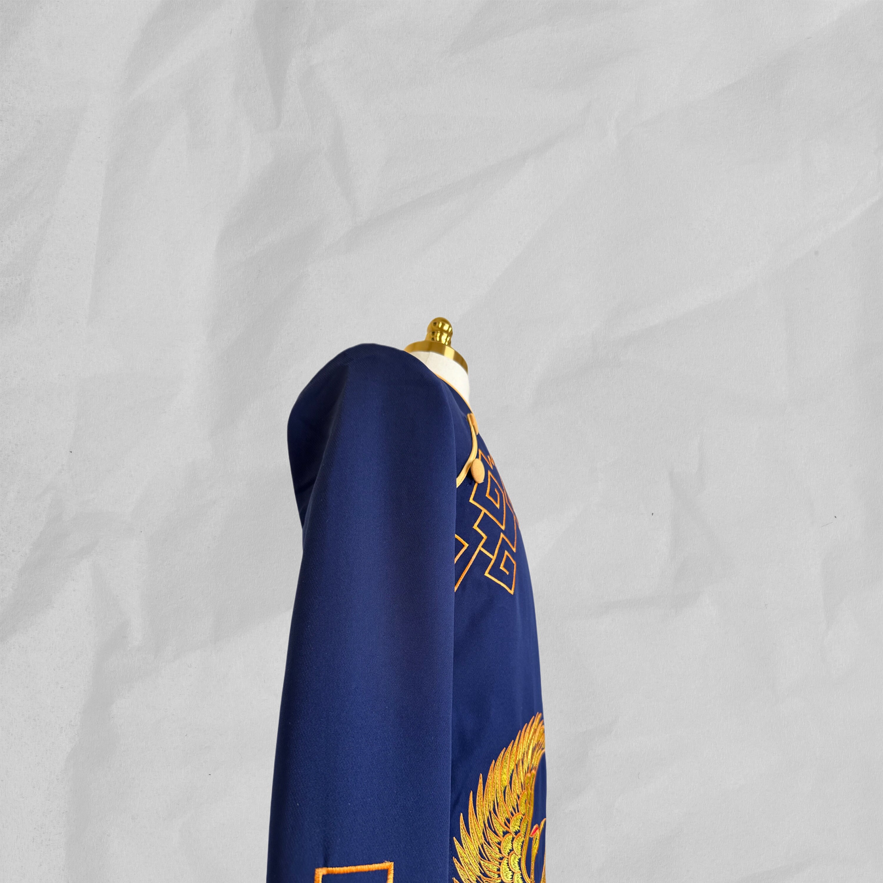 Embroidered Navy Lace Ao Dai