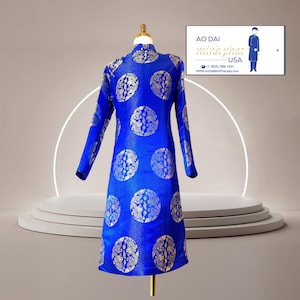 Blue Ao Dai for Men, Traditional Vietnamese Gam Long Dress for Men, Ao Dai Nam. No pants #1407