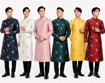Luxury Vietnamese Men’s Áo Dài Collection – Traditional Wedding, Tết & Formal Wear Multiple colors MP207