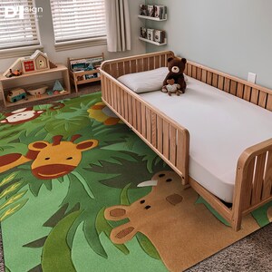 Zoo-Teppich, Safari-Teppich, Teppich für Babyzimmer, Teppich für Kinderzimmer, Anti-Rutsch-Teppich, Geschenk für Mädchen, waschbar