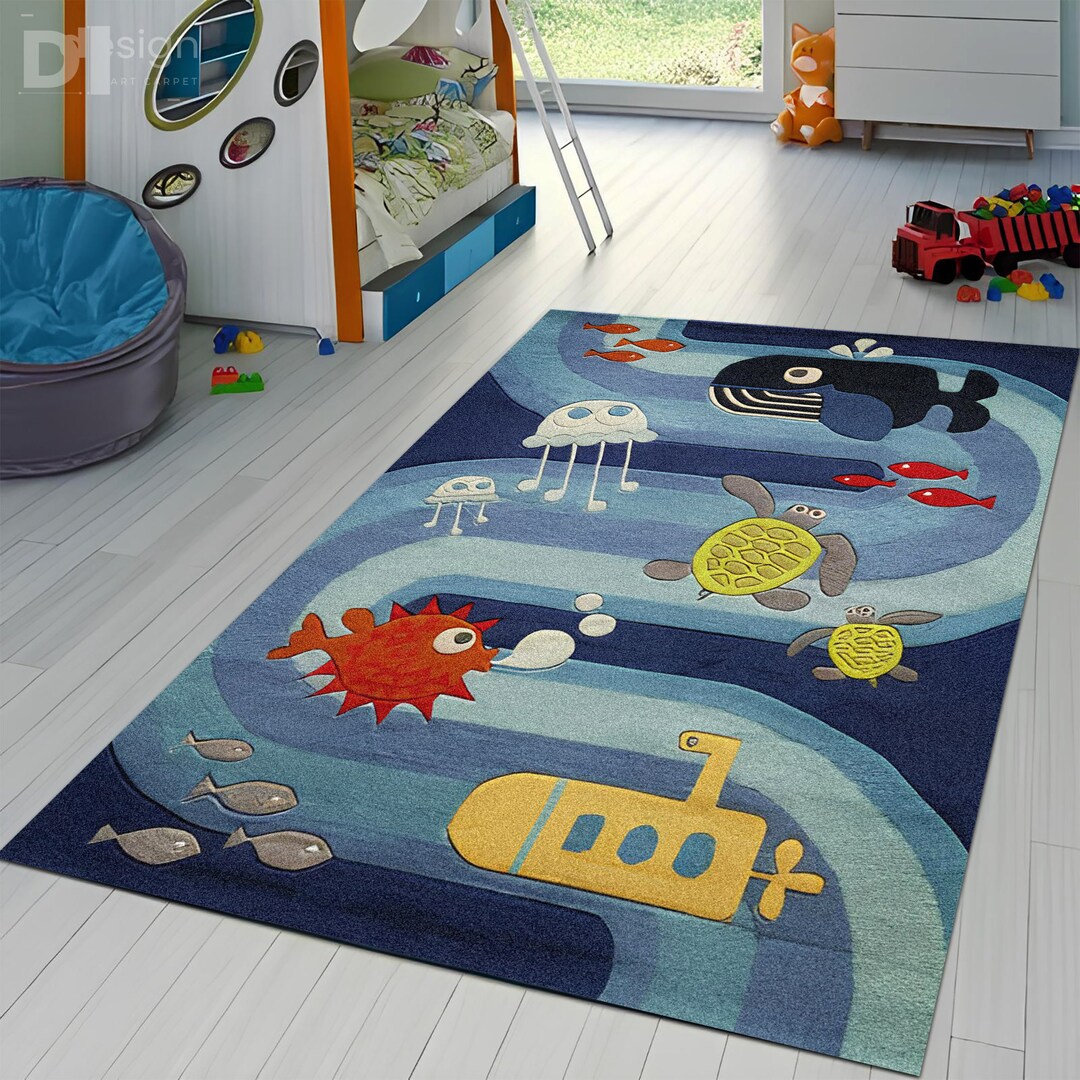 Sea Rug Animal Animals in the Sea, Sea Rug, Soft Area Rug, Rugs for Nursery, Baby Room ...