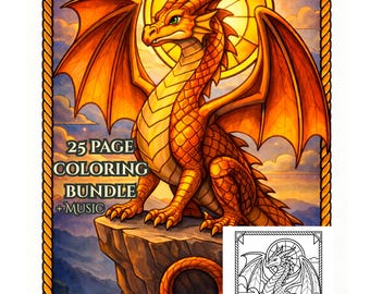 Libro para colorear de dragones de fantasía para adultos: paquete de 25 páginas imprimibles