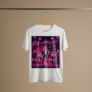 K-Pop Demon Hunters Graphic Tee | Chart Toppers Evil Stoppers Unisex Garment Dyed T-Shirt | Urban Fantasy Comic Style Fan Apparel Gift