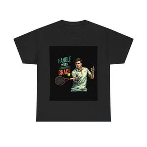 Vintage Tennis Graphic Tee: Handle With Grace Retro Sports Shirt