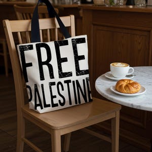 Free Palestine Tote Bag: Activist Statement Reusable Shopping Bag