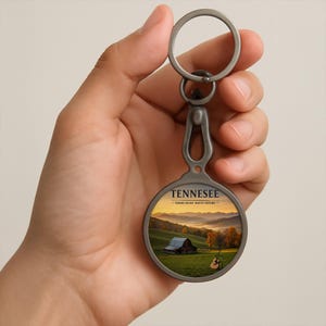 Tennessee Music Keychain: Rustic Barn, Guitar Art Print
