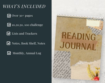 Reading Journal, Digital Journal, Reading Planner, Book Tracker, Reading Tracker, Digital Notebook, Reading Log