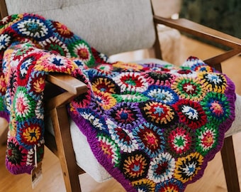Large Woolen Hand-Crocheted Blanket