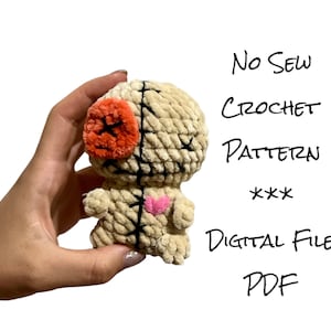Virkmönster för voodoo-docka utan symönster, nyckelring med amigurumi-voodoo-docka