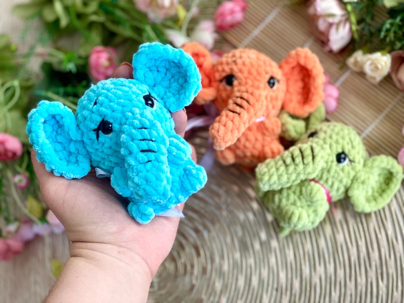 No Sew Crochet Pattern Elephant , Keychain Amigurumi Baby Elephant - Etsy