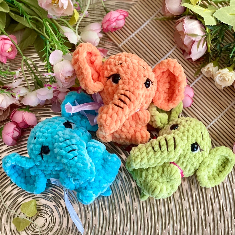 No Sew Crochet Pattern Elephant , Keychain Amigurumi Baby Elephant - Etsy
