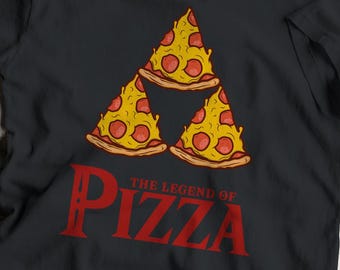 The Legend of Pizza T-Shirt Funny Gaming Tee, Black Gamer Shirt, Video Game Gift