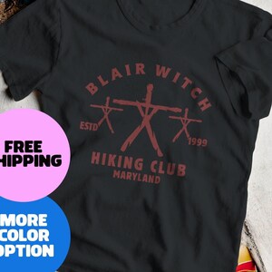 ブレア・ウィッチ・プロジェクト ファウンド・フッテージ ホラー魔女Tシャツ、90年代映画ハロウィンTシャツ、不気味な森の美学シャツ、メリーランドハイキングクラブ