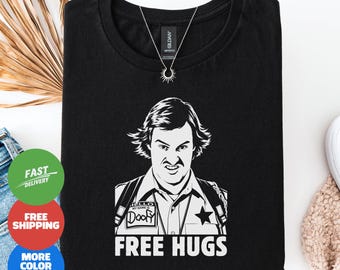 Free Hugs Shirt, Funny Horror Parody Tee, Dark Humor Movie Shirt, Retro Creepy Character T-Shirt, Horror Comedy Gift