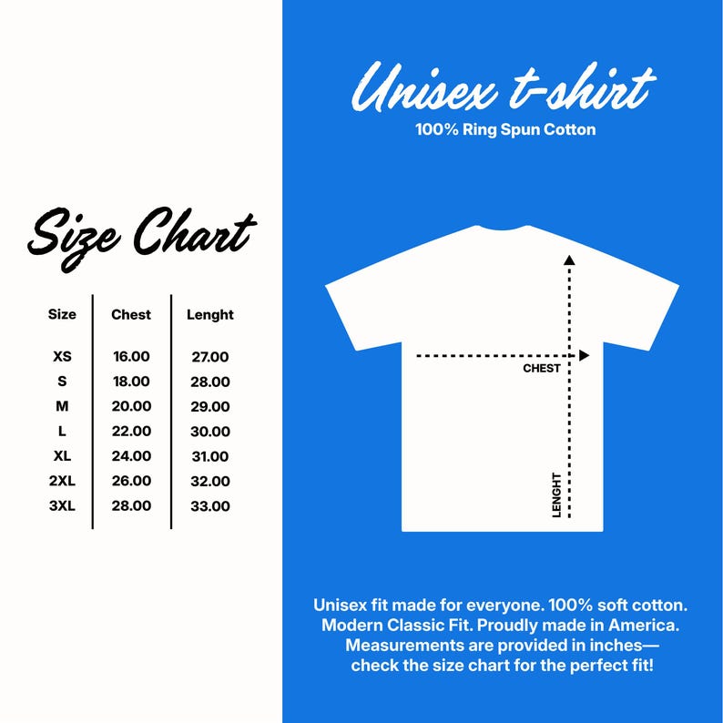 Size chart for the Pet Sematary t-shirt, helping customers choose the right fit for this horror-inspired apparel.