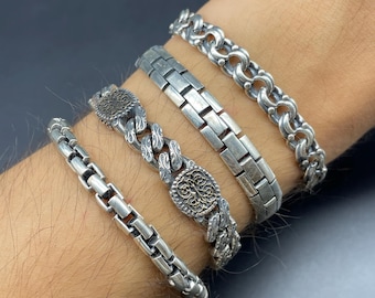 Handmade Sterling Silver Chain Bracelet - Unisex Special Design - Etsy