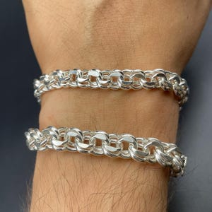 925 Sterling Silver Rolo Chain Bracelet, Heavy Silver Belcher Bracelet, Round Link Chain, Men&#39;s Chunky Silver Bracelet, Gift Birthday Chain