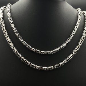 925 Sterling Silver Oxidized Round Byzantine Chain, King Bali Chain Necklace, Gift for Mens Chain, Chain for Charms, King Byzantine Necklace