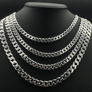 925 Sterling Silver Curb Chain Necklace, Italian Cuban Chain Necklace, Thick Cuban Chain, Gift Men Birthday Chain, Men Classic Necklace Gift