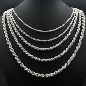 925 sterlingzilveren touwketting, touwketting, touwschakelketting, ketting cadeau mannen verjaardag, dunne vrouwenketting, cadeau voor haar