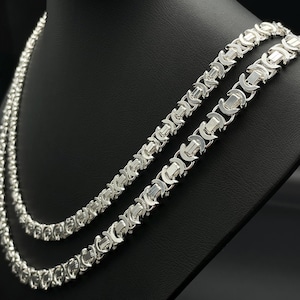 925 sterlingzilveren Euro Byzantijnse ketting, Euro Bali-ketting, platte Byzantijnse ketting, 925 k Silver Man Viking-ketting, dikke koningsketting
