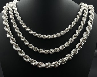 925 Sterling Silver Rope Twist Chain, Rope Choker Chain, Gift Women Birthday Chain, Thick Chain Necklace, Gift for Women's, Trendy Necklace
