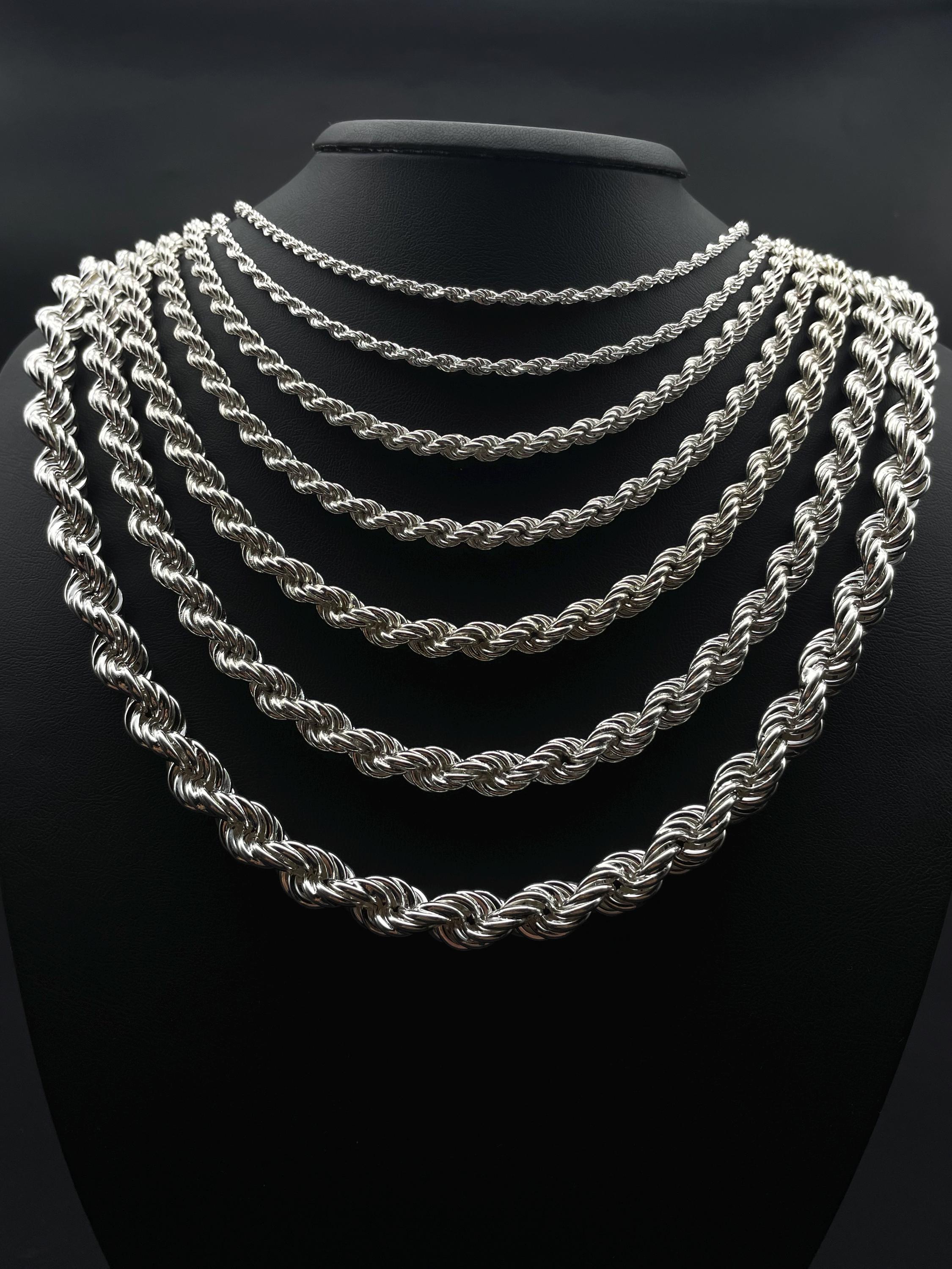 925 Sterling Silver Rope Chain, Rope Chain Necklace, Rope Link