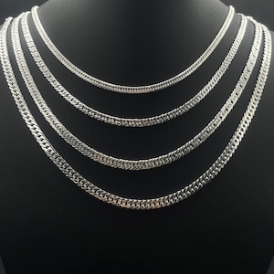 925 Sterling Silver Flat Cuban Link Chain, Miami Cuban Link Chain Necklace, Hip Hop Silver Chain, Gift Men Silver Chain, Gift for Birthday