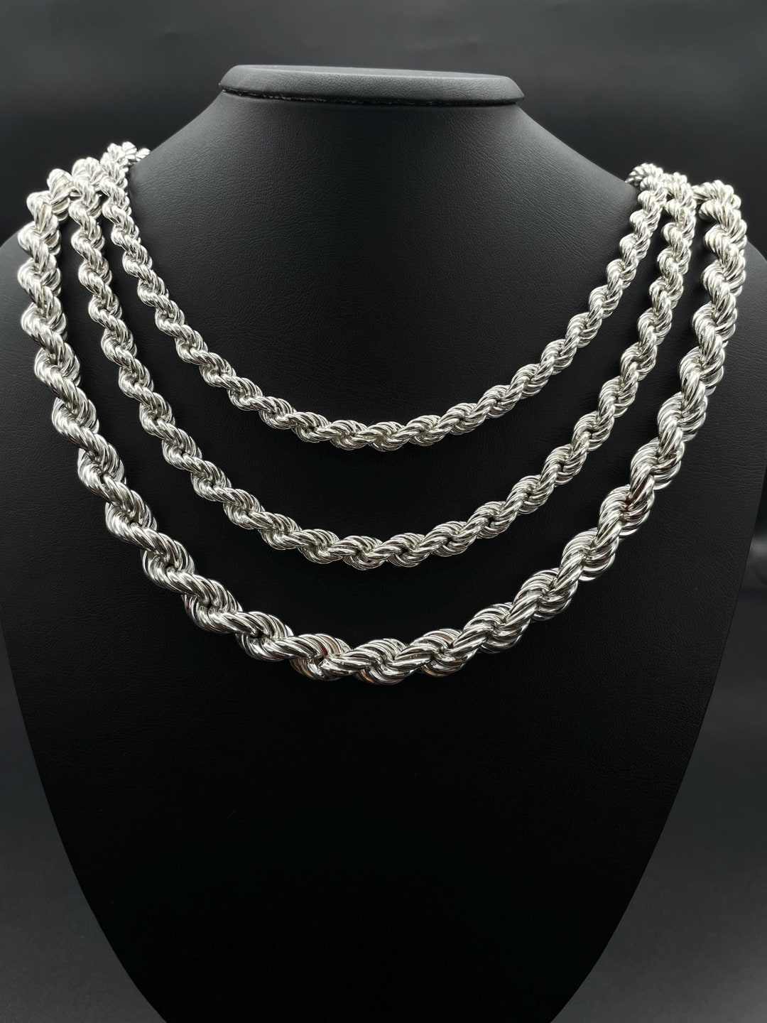 925 Sterling Silver Rope Twist Chain, Rope Choker Chain, Gift