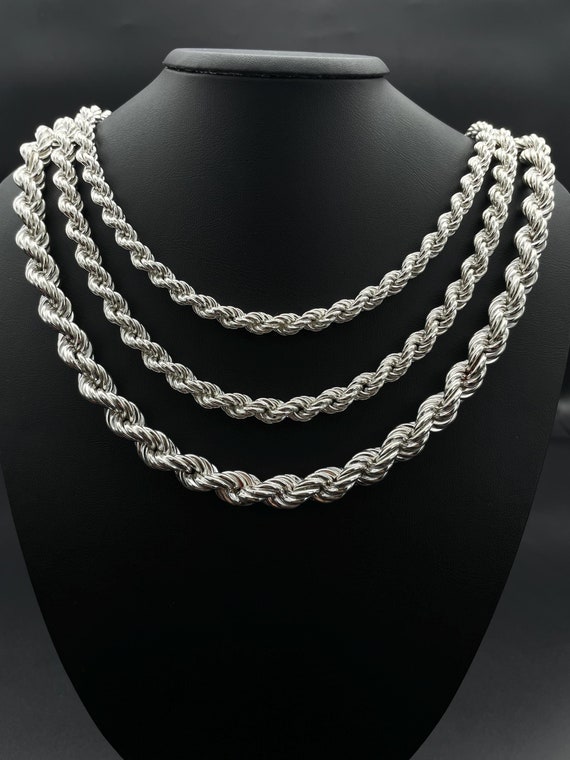 925 Sterling Silver Rope Twist Chain, Rope Choker Chain, Gift