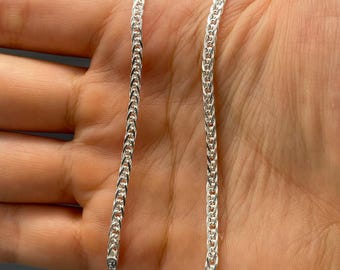 925 Sterling Silver Wheat Chain, Spiga Chain Necklace, Women Dainty Chain, Elegant Women Gift Necklace, Birthday Gift Necklace, Gift for Her