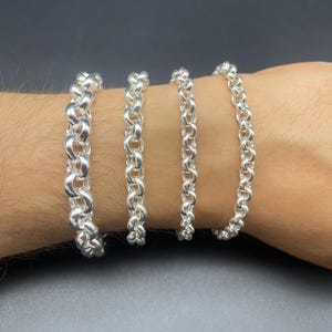 925 Sterling Silver Rolo Chain Bracelet, Unisex Silver Rolo Link Chain, Minimalist Everyday Chain, Belcher Chunky Rolo Style Chain, Gift Him