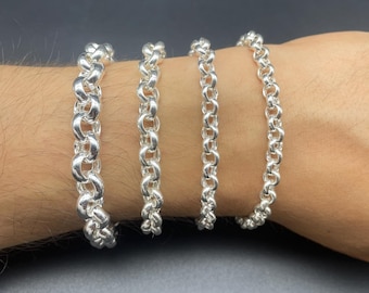 925 Sterling Zilveren Rolo Armband, Uniseks Rolo Schakelketting, Minimalistische Dagelijkse Ketting, Dikke Belcher Rolo Ketting