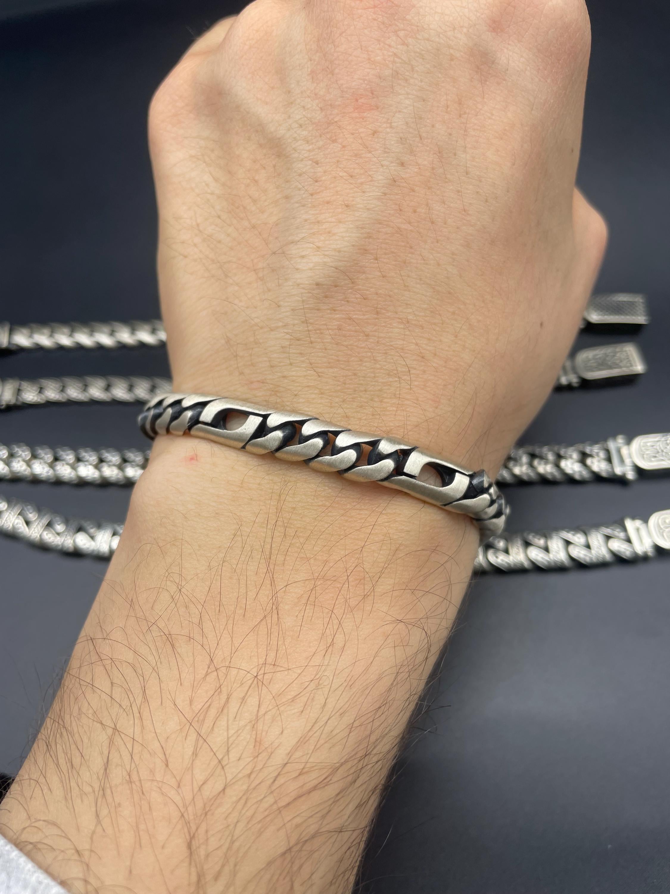 925 Sterling Silver Figaro Link Chain Bracelet, Classic Silver