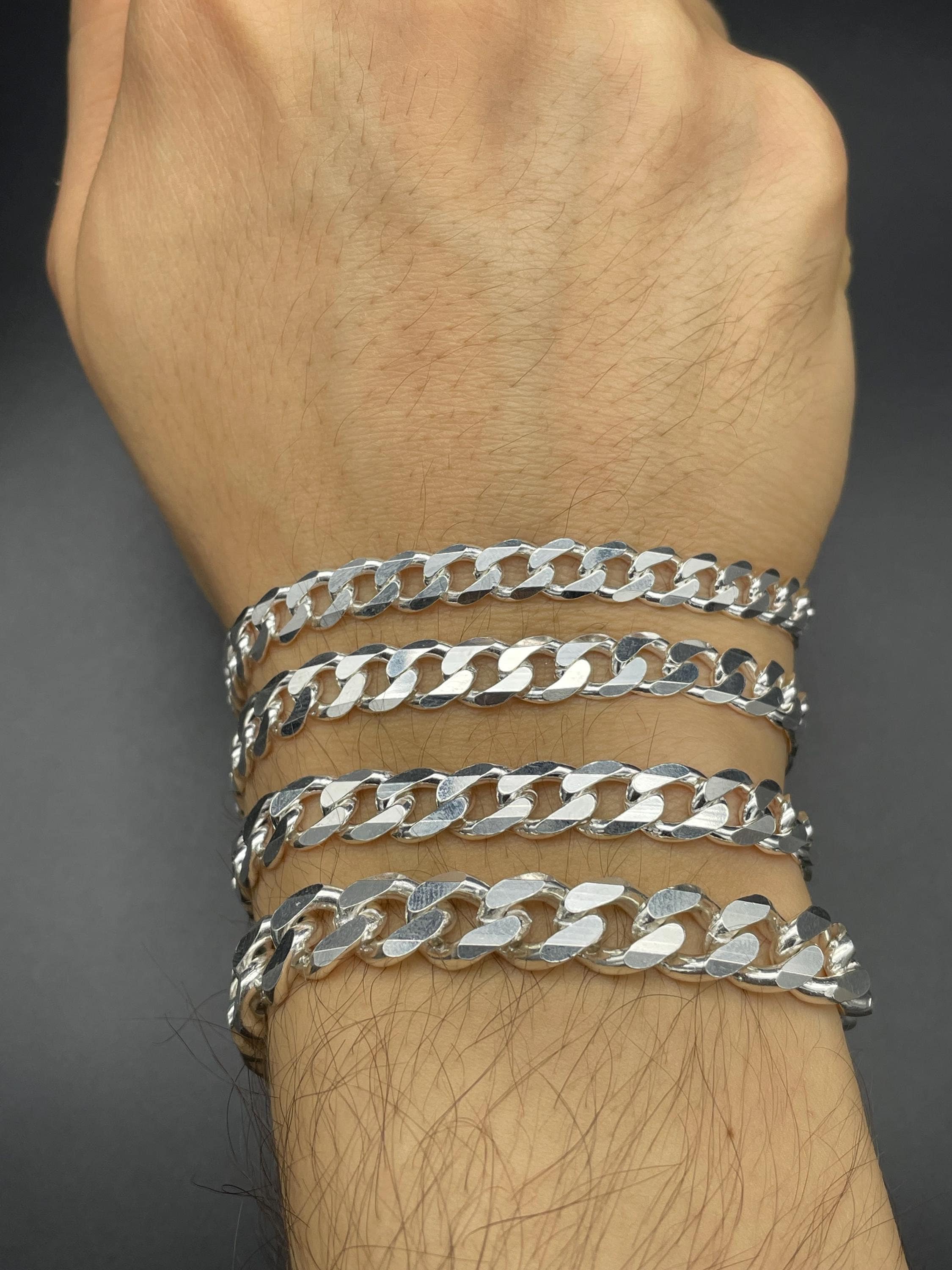 アクセサリー made in italy silver925 bracelet 925 Silver Jewelry Men's Hand Bracelets Italian 8MM Flat