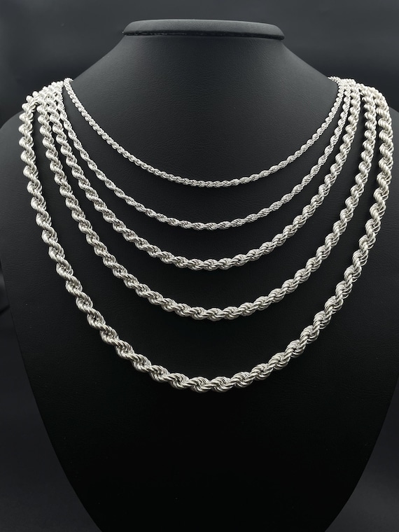 925 Sterling Silver Rope Chain, Rope Chain Necklace, Rope