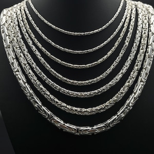 925 Sterling Silver Solid White Byzantine Chain, Byzantine Necklace, Handmade Byzantine Bracelet, Gift for Women, Elegant Gift, Viking Chain