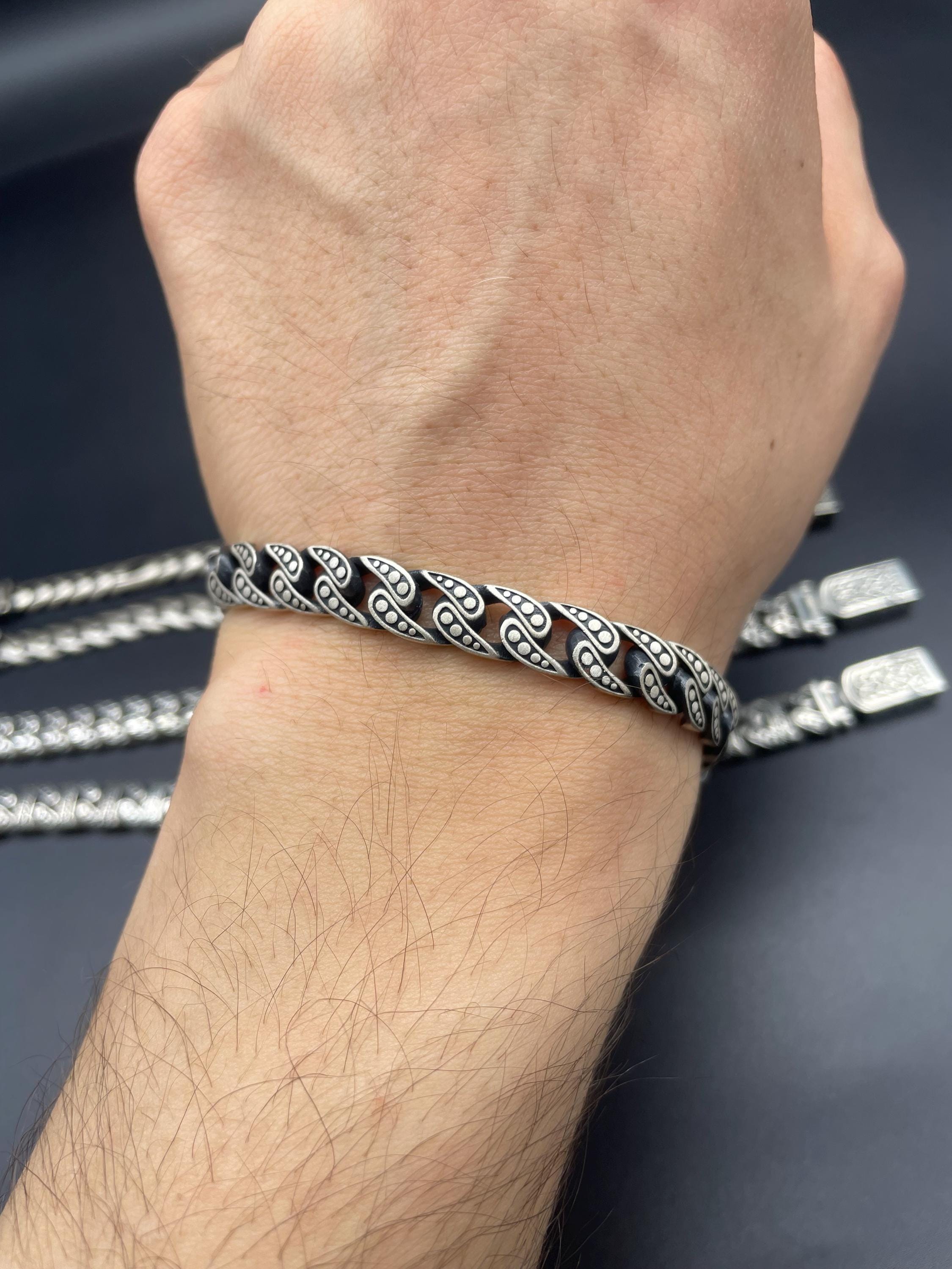 925 Sterling Silver Curb Cuban Link Chain Bracelet, Trendy Classic