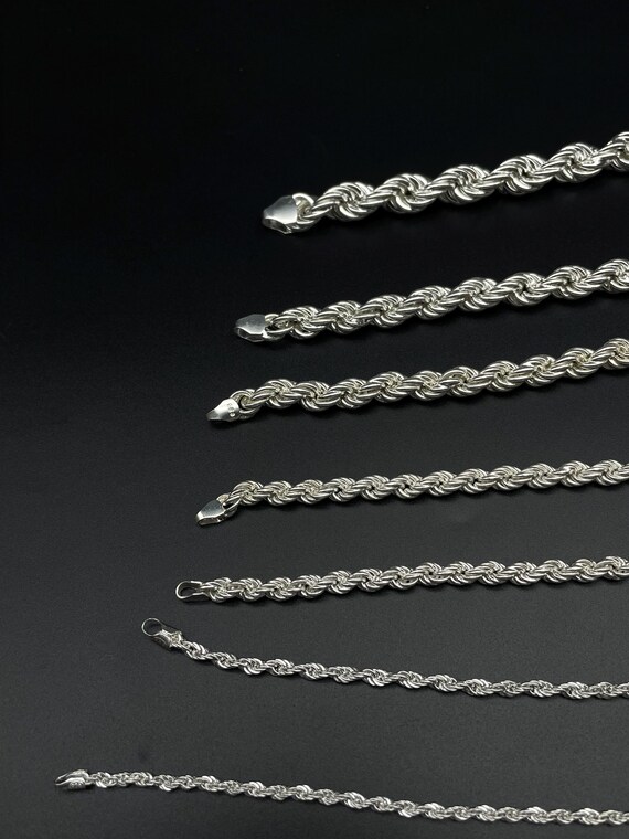 thumbnail image 2 of 925 Sterling Silver 4mm Twisted Rope Chain Necklace For Men & Women - Choice Of Length 16-30 Inch Lobster Claw Closure 2 of 3
