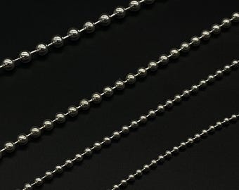 925 Sterling Silver Solid Italian Ball Bead Chain, Ball Bead